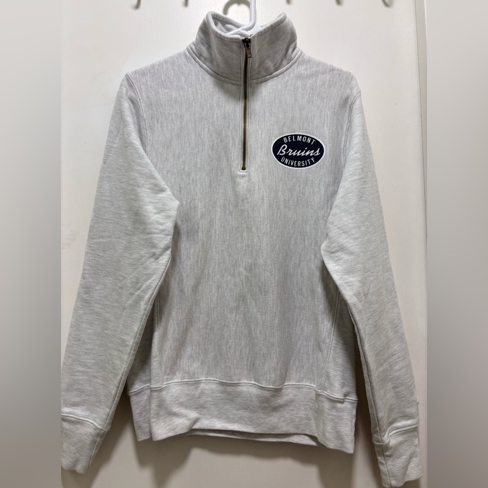 Belmont University Bruins BU 1/4 Zip Sweatshirt Gray Columbia Reverse Weave S